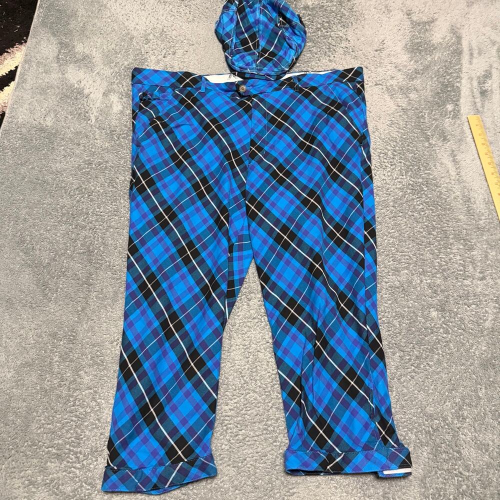 Royal & Awesome Pants Hat Mens 42 (44x22) Blue Plaid Plaid Knickers Tartan